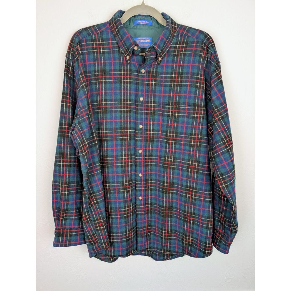 Pendleton Shirt Wool Authentic Hunting Brodie Tartan Plaid Western Green Size L